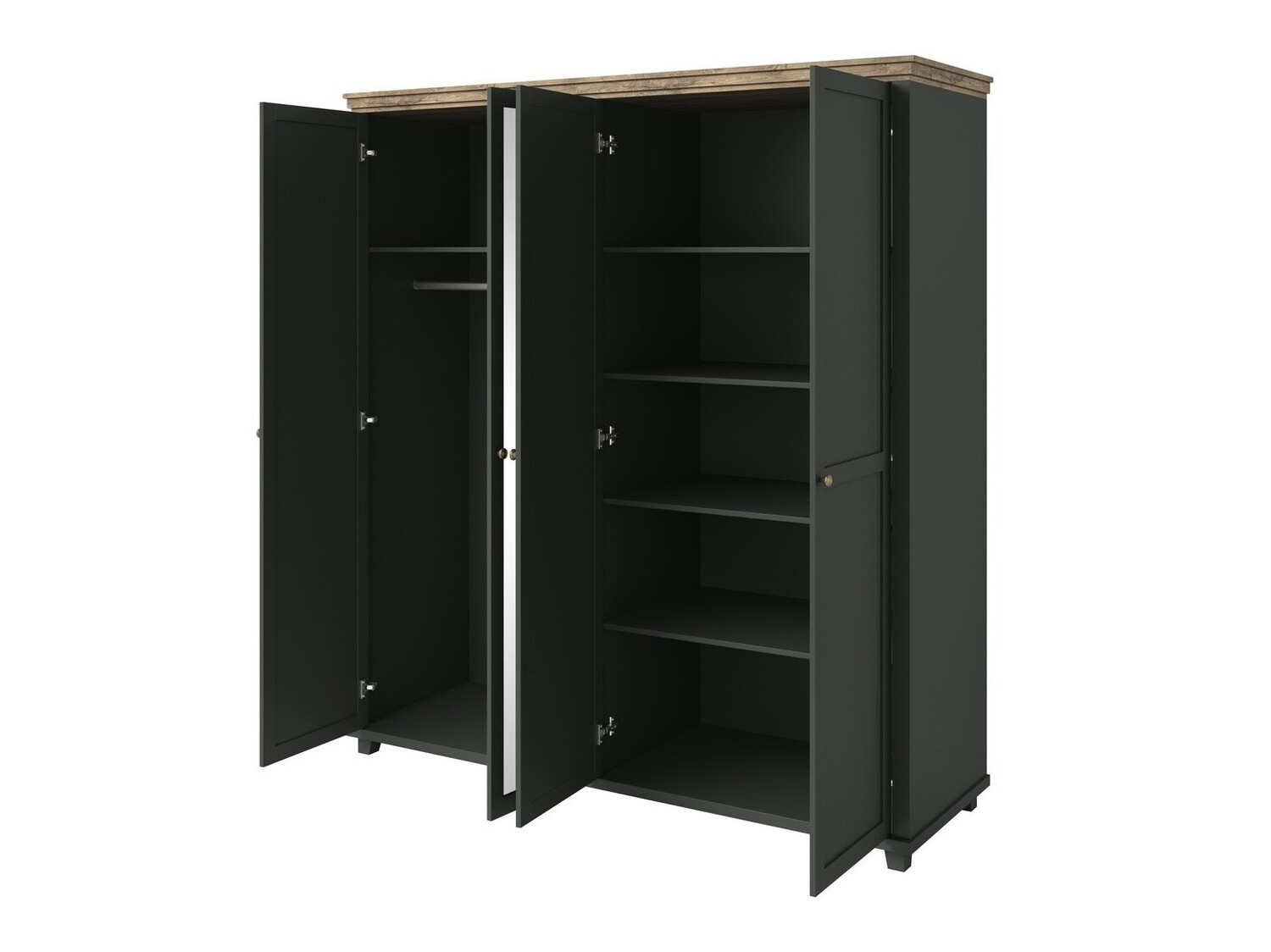 Gardróbszekrény Tolnue 115 (Sötétzöld + Lefkas tölgy)