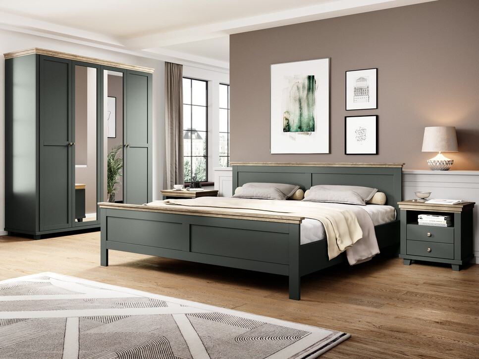 Gardróbszekrény Tolnue 115 (Sötétzöld + Lefkas tölgy)