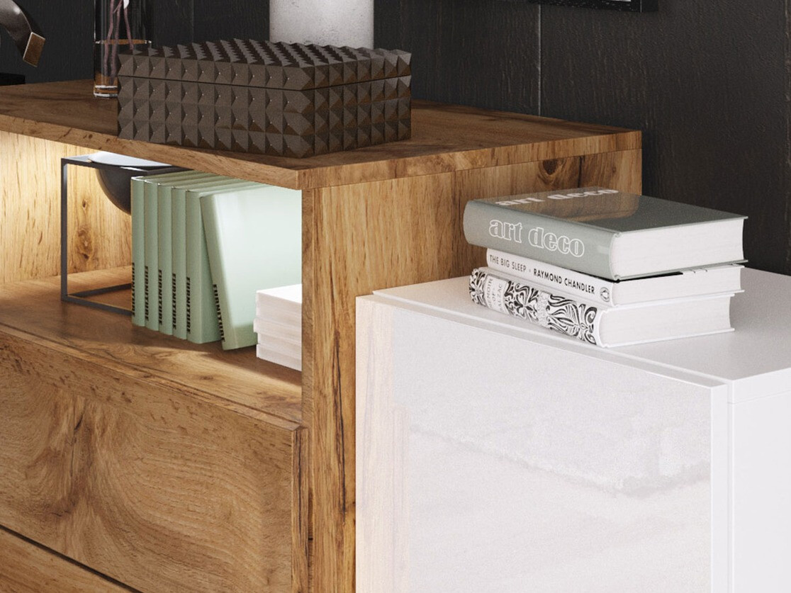 Komód Sarasota 127 (Fehér + Fényes fehér)