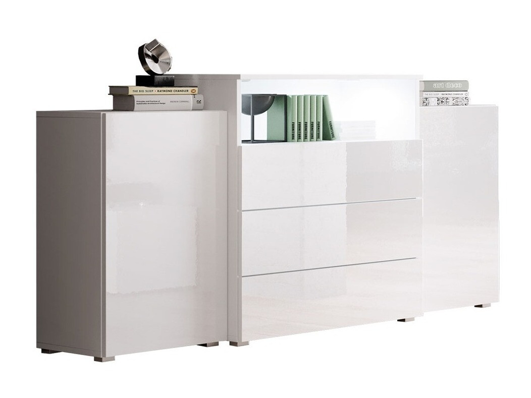 Komód Sarasota 127 (Fehér + Fényes fehér)