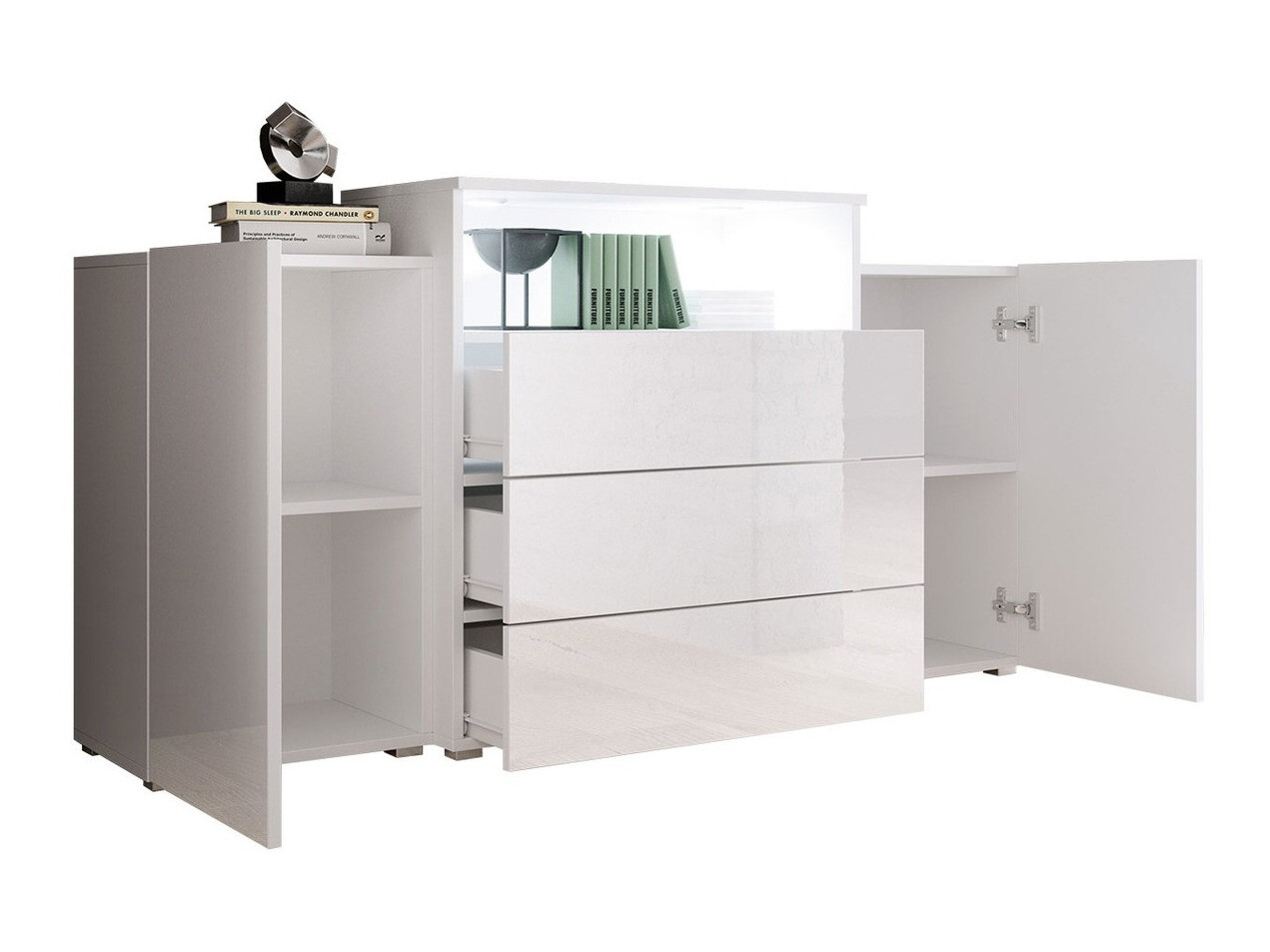 Komód Sarasota 127 (Wotan tölgy + Fényes fehér)