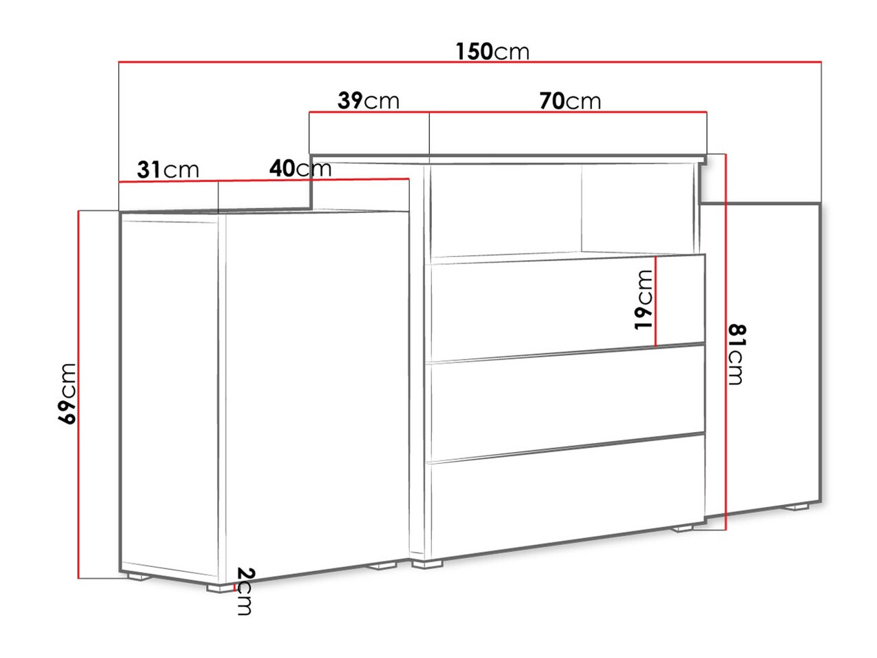 Komód Sarasota 127 (Wotan tölgy)