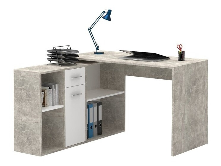 Sarok íróasztal Bristol 122 (Beton + Fehér)