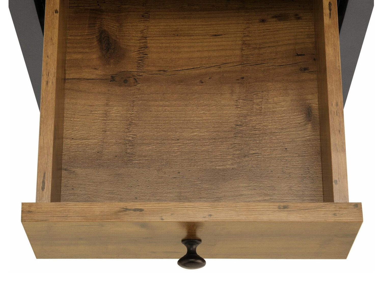 Álló fürdőszoba szekrény Larnovo 112 (Sötét tölgy + Fekete)