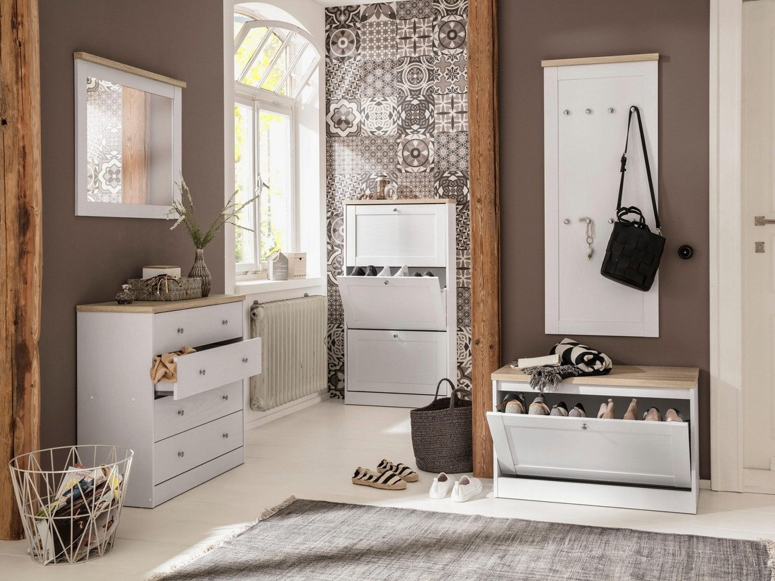 Cipőtároló Cirtene 101 (Fehér + Tölgy)