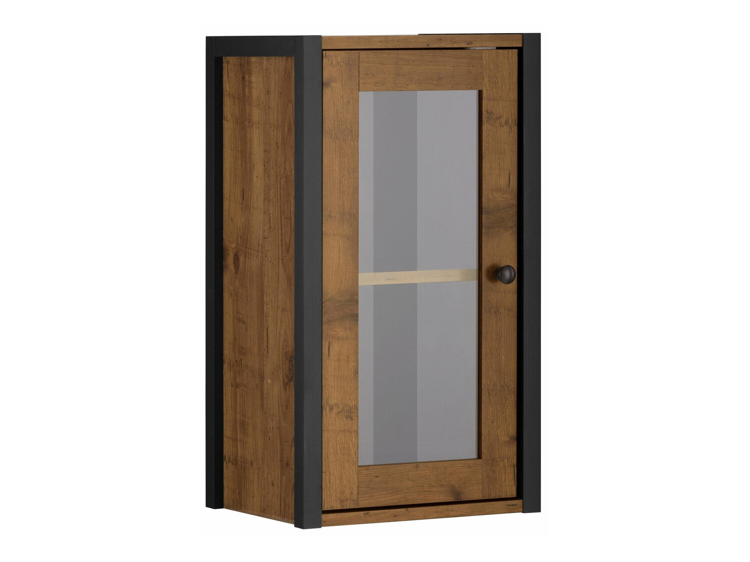 Fali fürdőszoba szekrény Larnovo 118 (Fekete + Sötét tölgy)