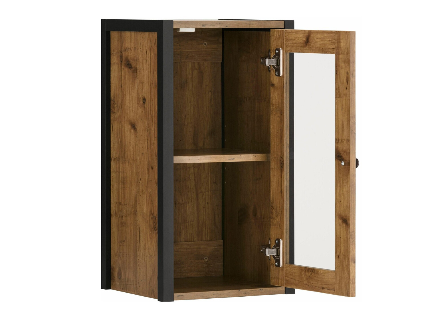 Fali fürdőszoba szekrény Larnovo 118 (Fekete + Sötét tölgy)