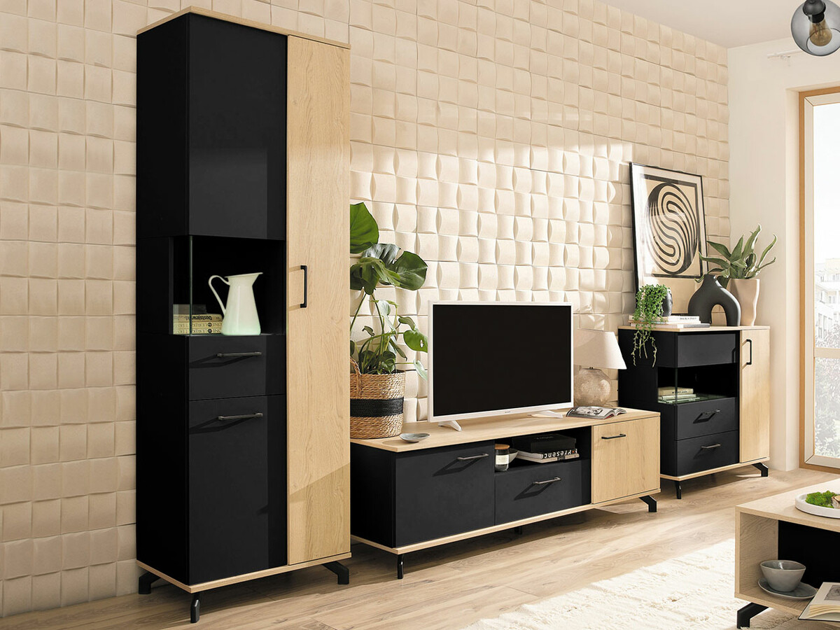 Könyvespolc Omaha S102 (Fekete + Világos tölgy)