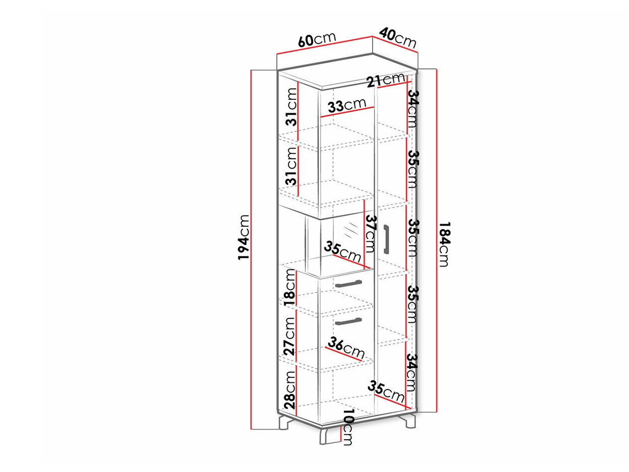 Könyvespolc Omaha S102 (Fekete + Világos tölgy)