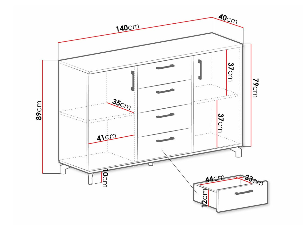 Komód Omaha S108 (Fekete + Világos tölgy)