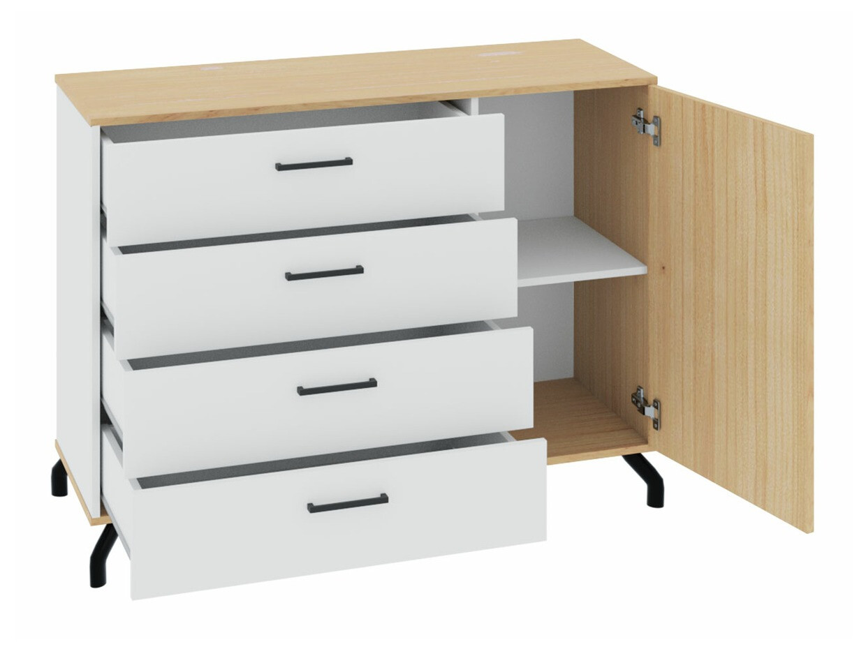 Komód Omaha S109 (Fehér + Világos tölgy)