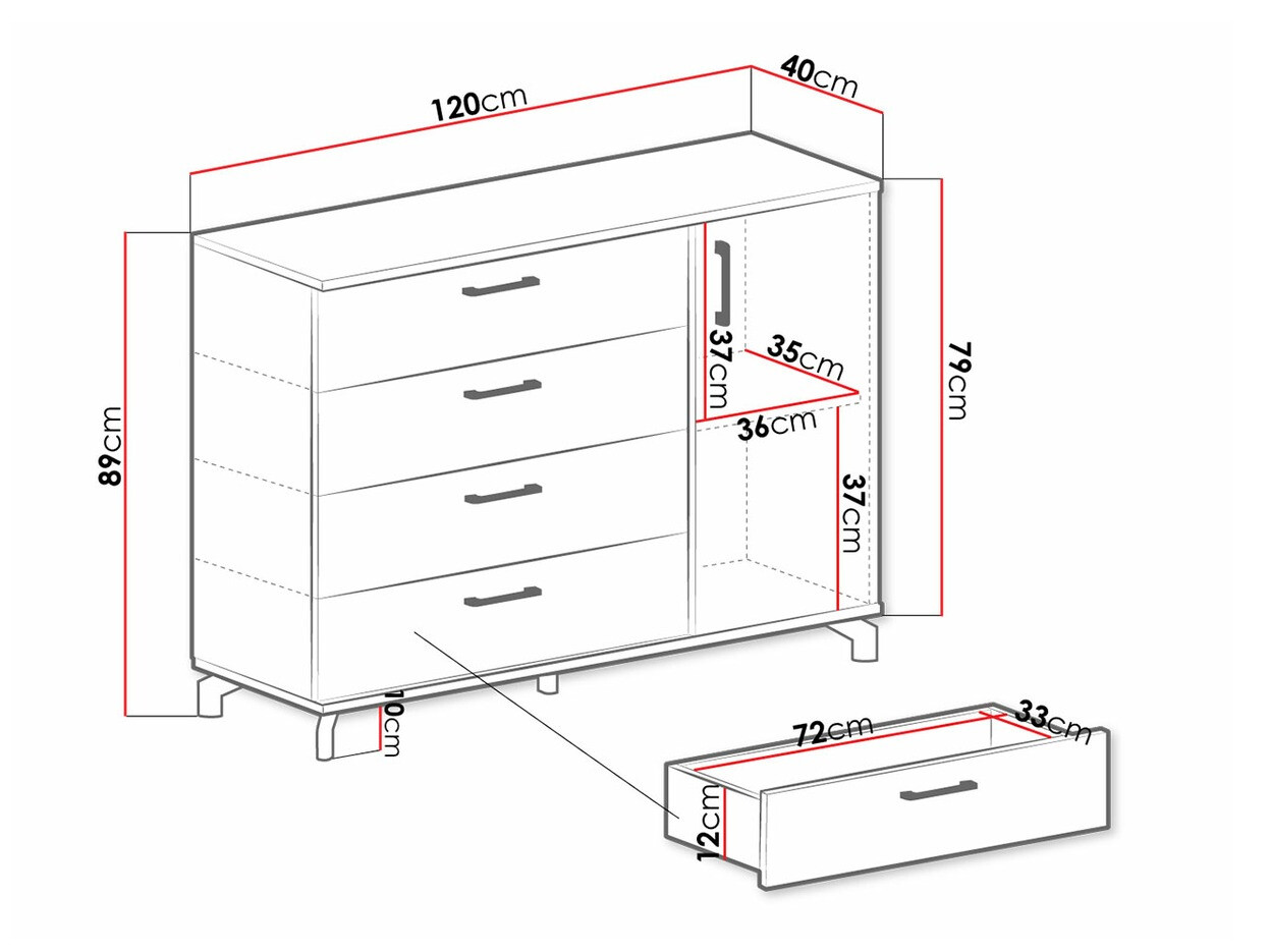 Komód Omaha S109 (Fehér + Világos tölgy)