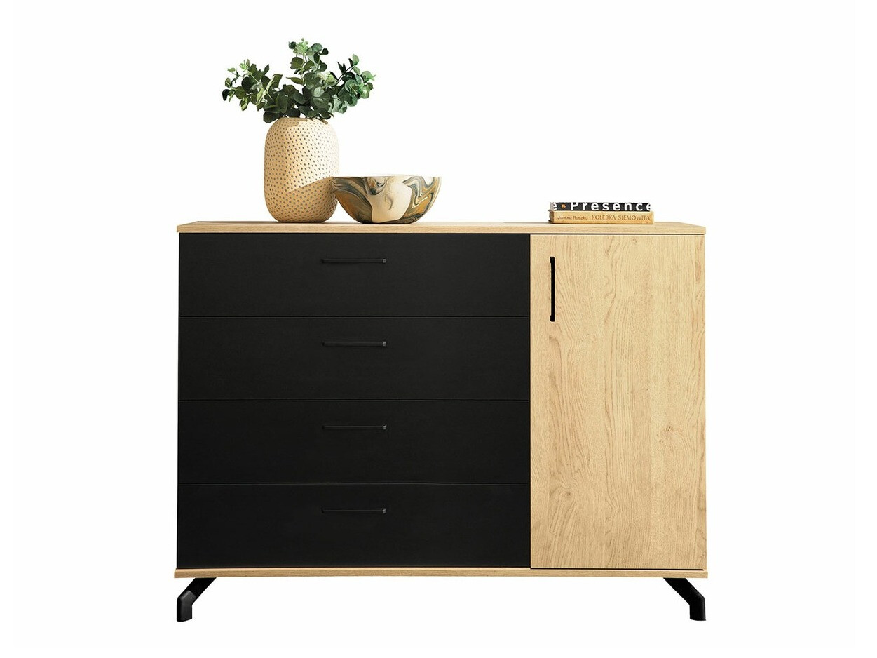 Komód Omaha S109 (Fekete + Világos tölgy)