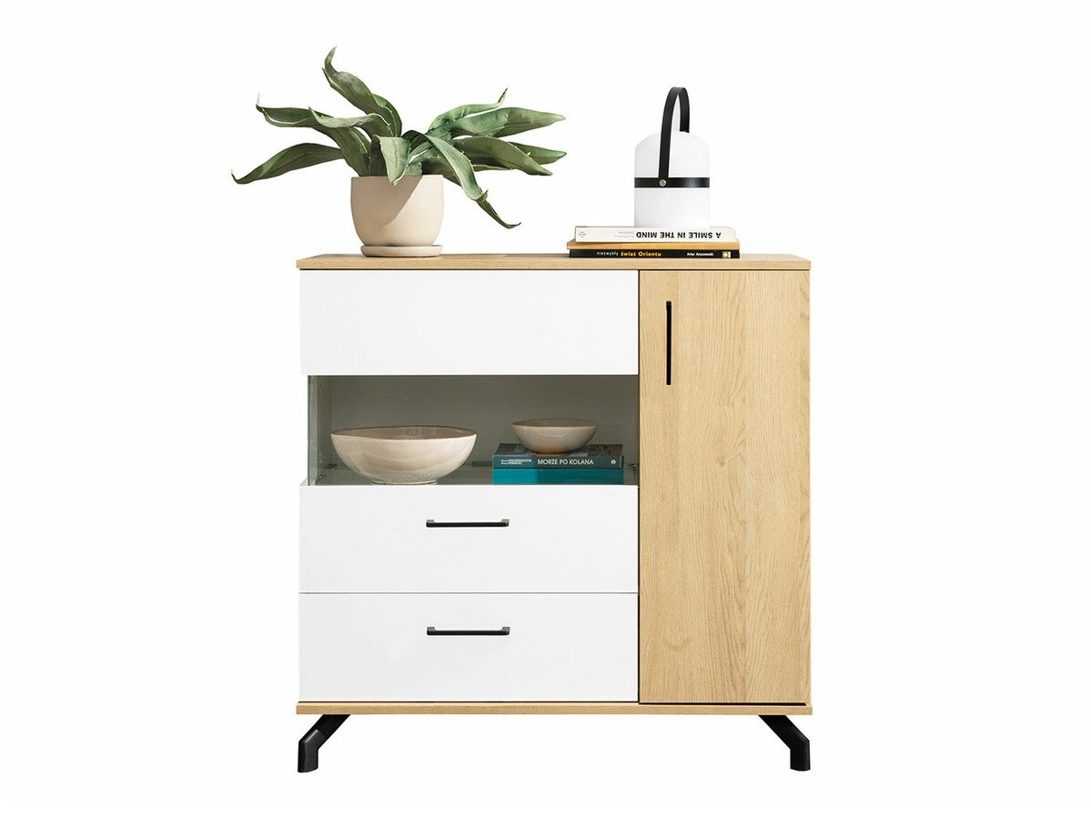 Komód Omaha S110 (Fehér + Világos tölgy)