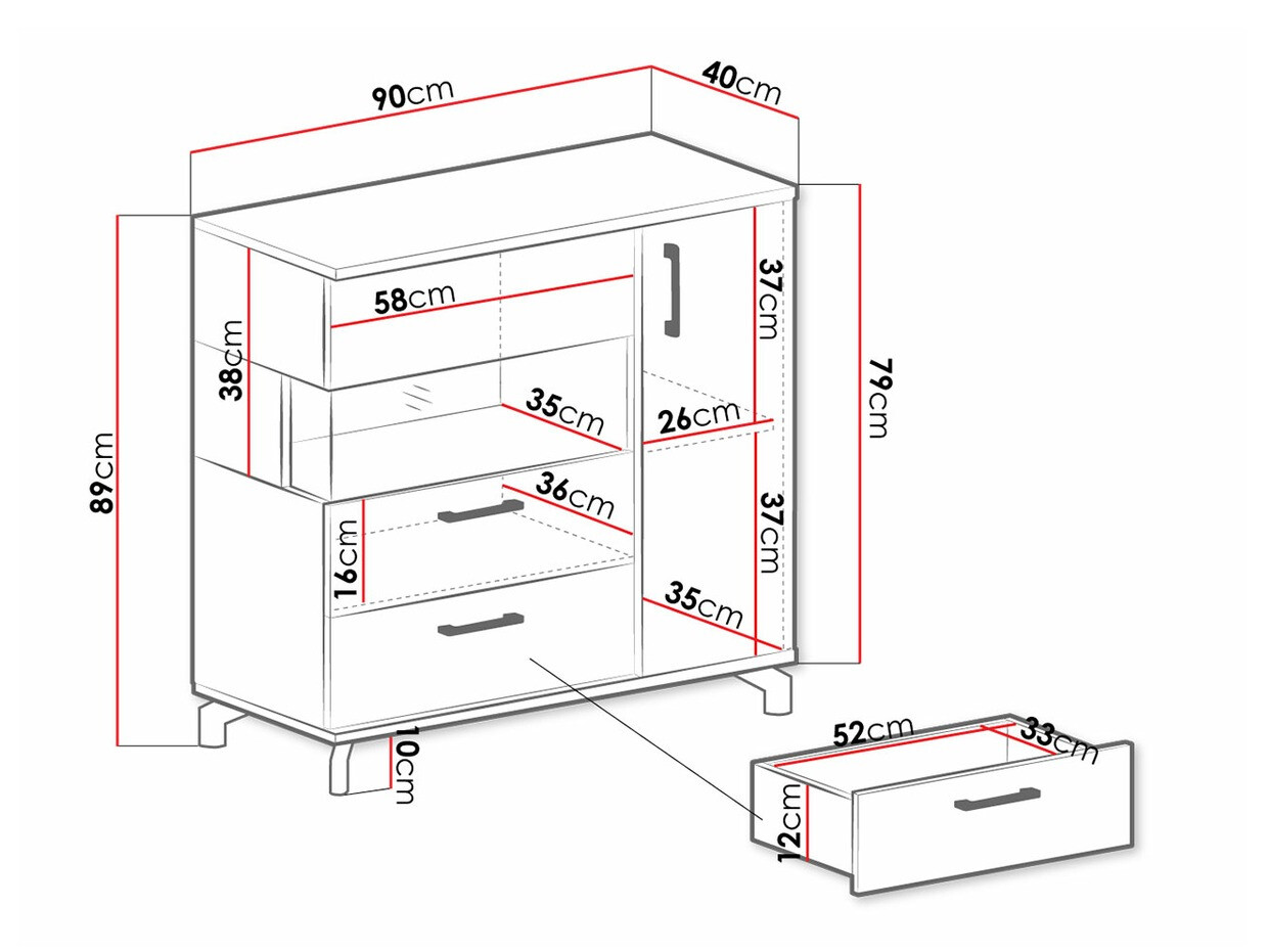 Komód Omaha S110 (Fehér + Világos tölgy)