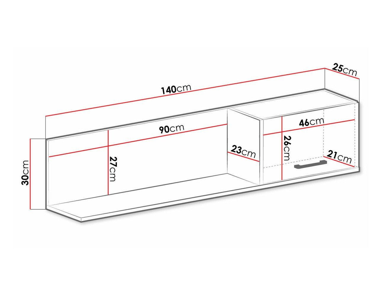 Polc Omaha S112 (Fekete + Világos tölgy)