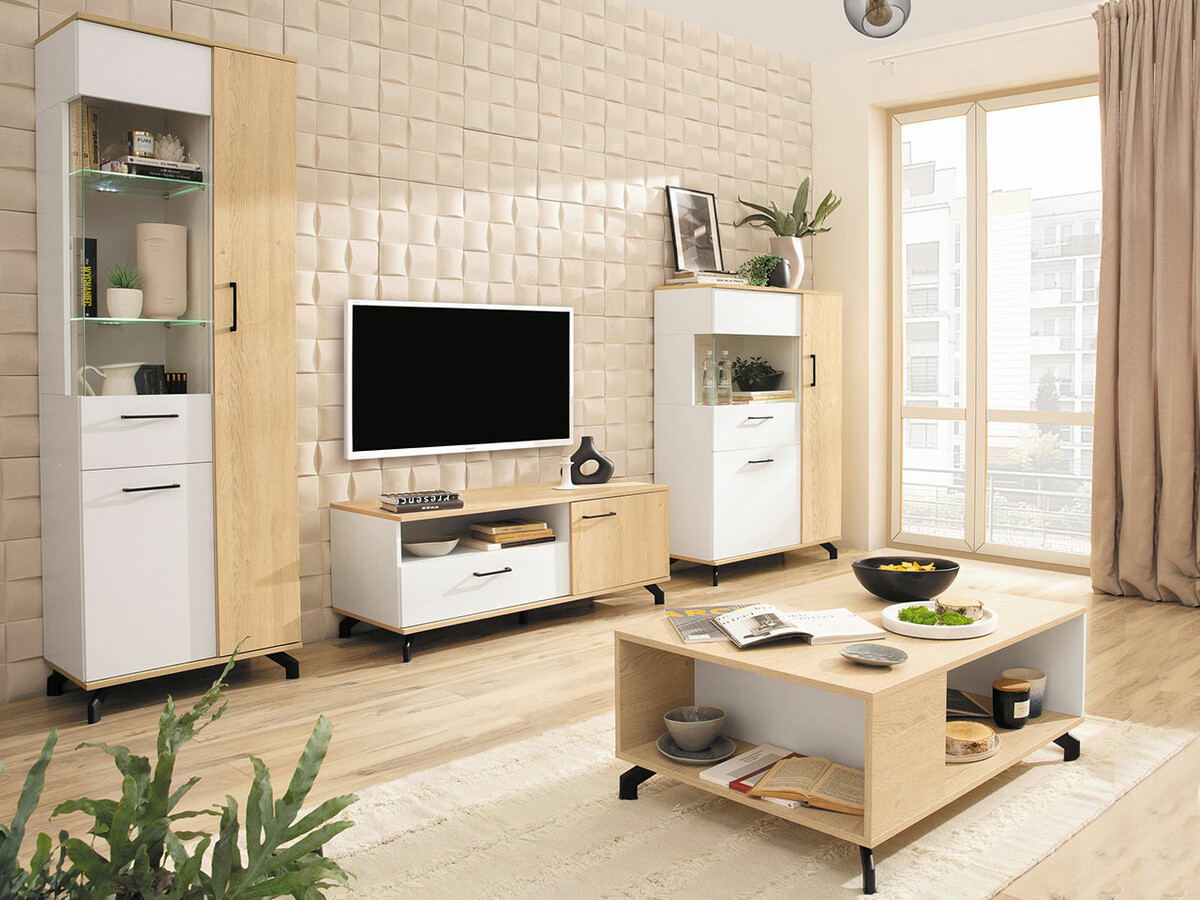 Szekrény Omaha S105 (Fehér + Világos tölgy)