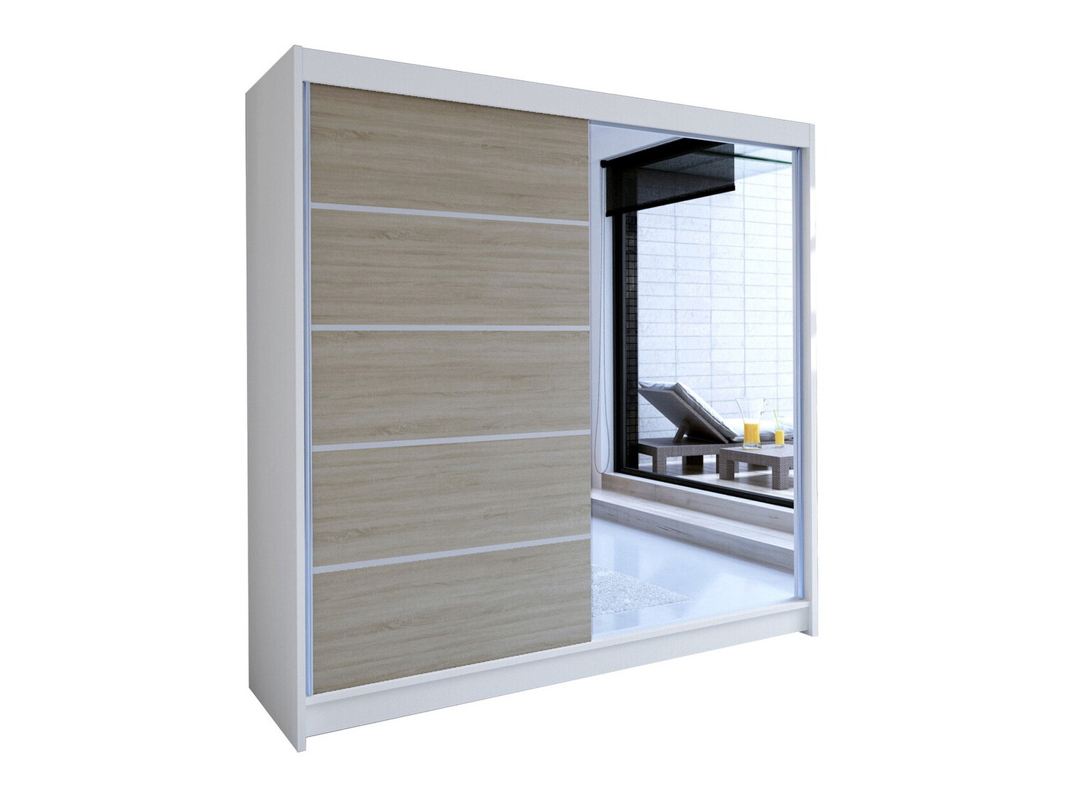 Gardróbszekrény Closico Cavaris III (Fehér + Sonoma tölgy)