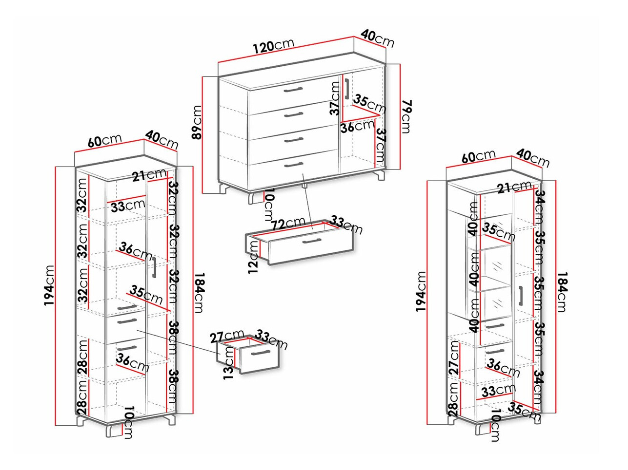 Nappali szett Omaha S117 (Fehér + Világos tölgy)