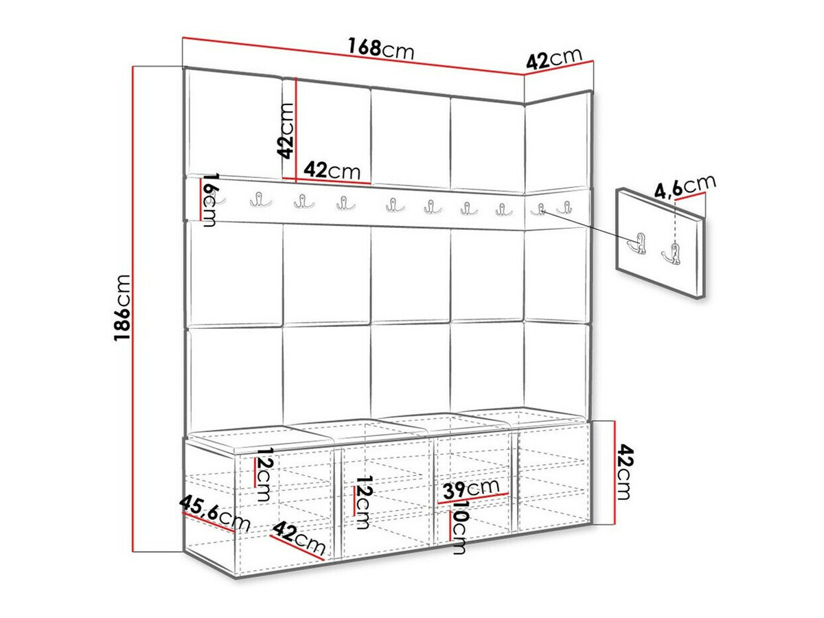 Előszoba garnitúra Hartford 265 (Fehér)