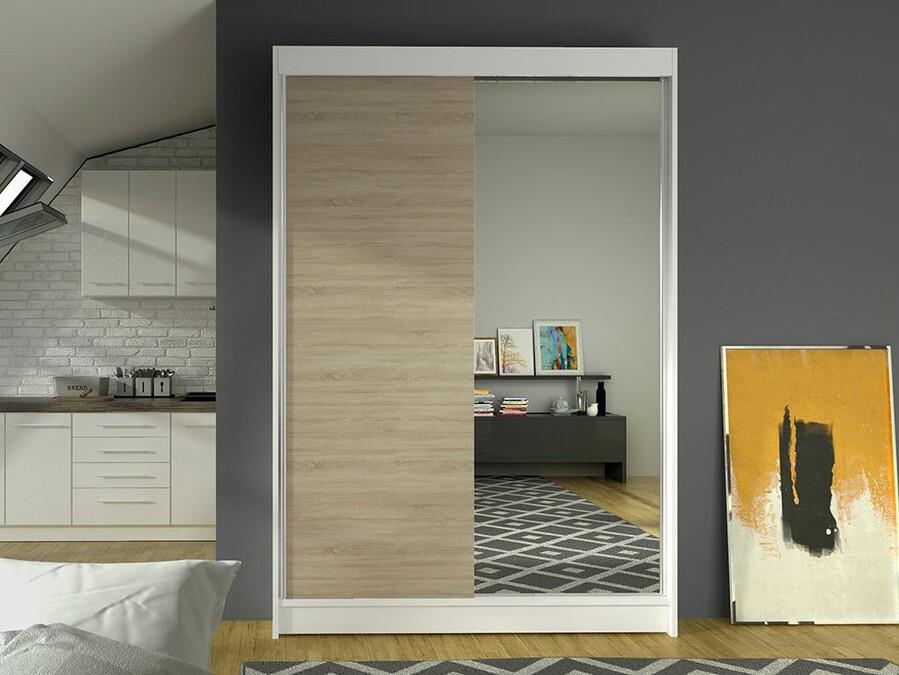 Gardróbszekrény Closico 147 (Fehér + Sonoma tölgy)