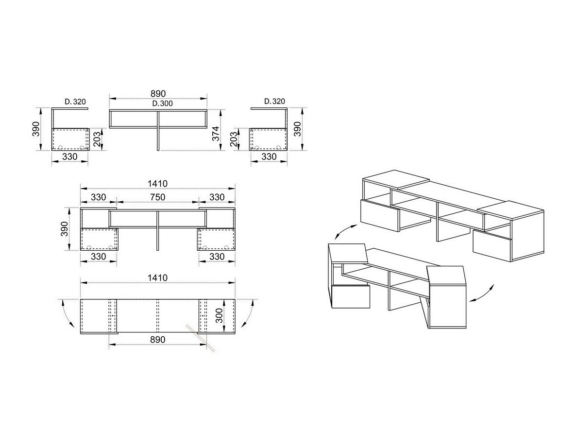 TV-állvány Portland 232
