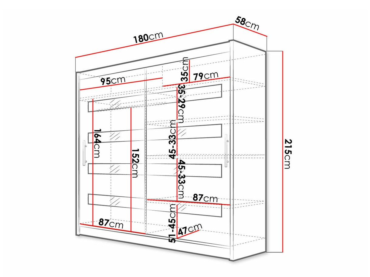 Gardróbszekrény Closico Pallor XI (Fehér + Fényes fekete)