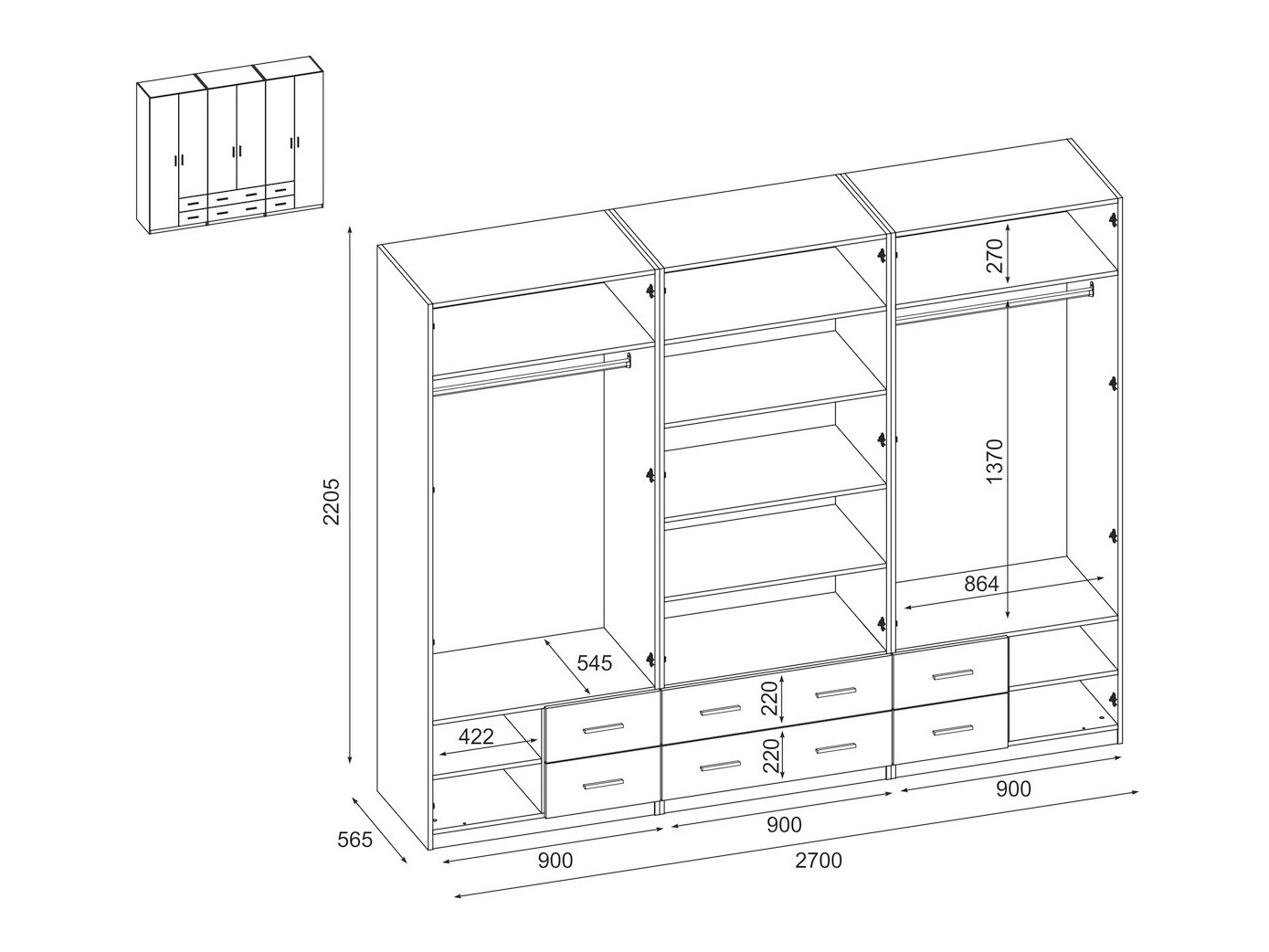 Gardróbszekrény Lexington 153 (Sonoma tölgy + Fehér)