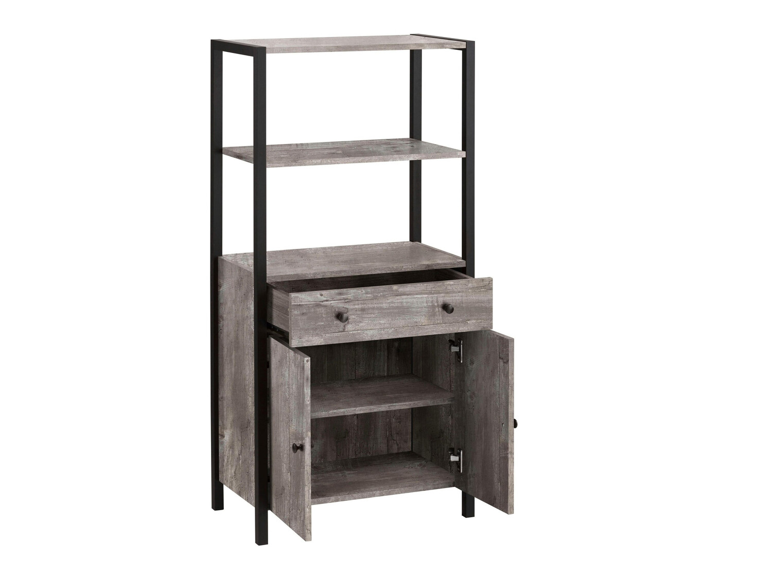 Fürdőszoba polc Larnovo 111 (Szürke tölgy + Fekete)