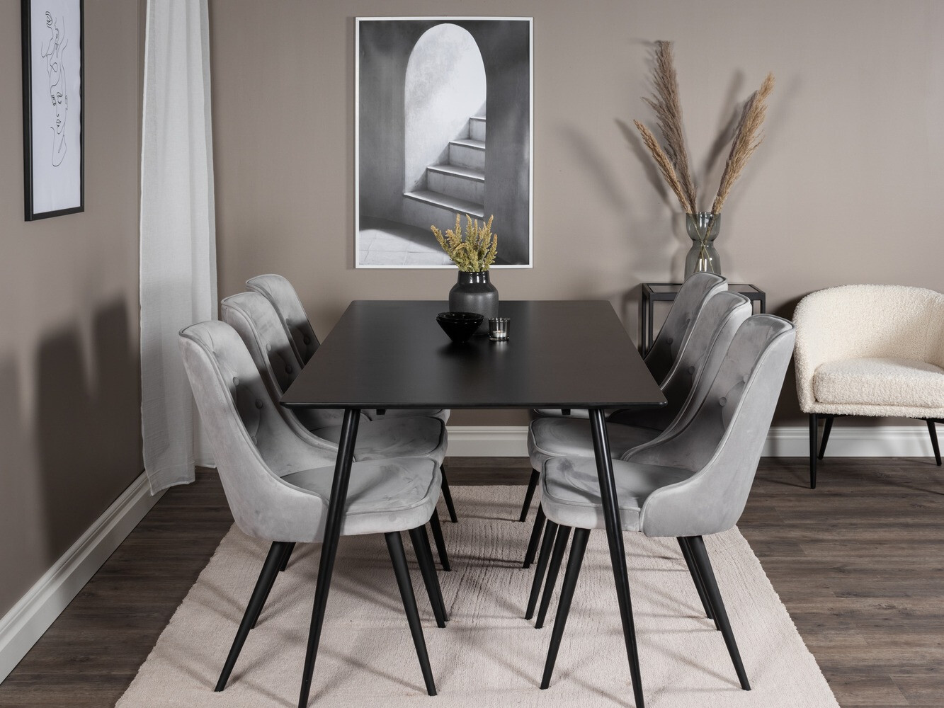 Étkezőgarnitúra Dallas 1508 (Világosszürke + Fekete)