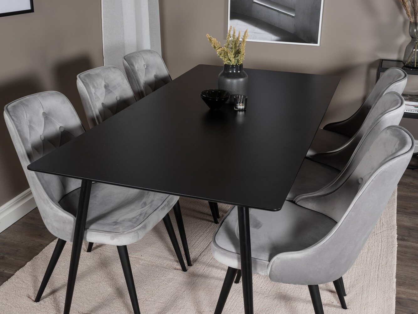 Étkezőgarnitúra Dallas 1508 (Világosszürke + Fekete)