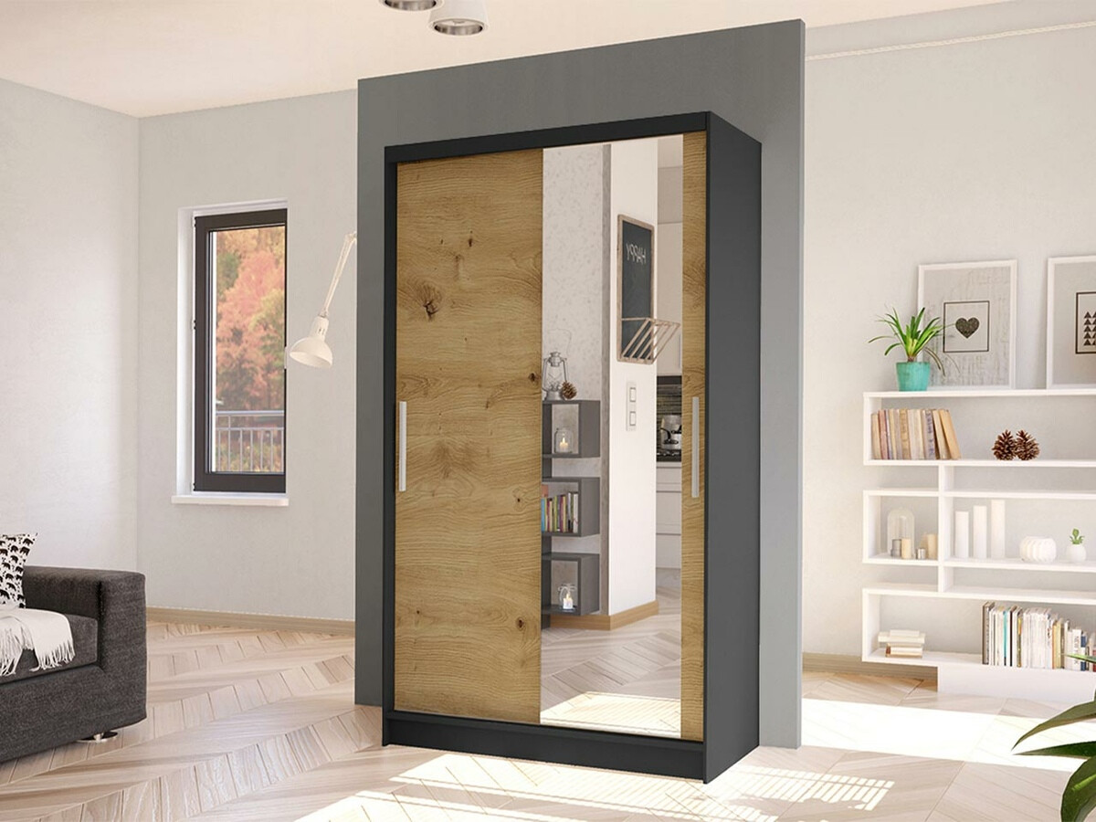 Gardróbszekrény Closico 164 (Fekete + Artisan tölgy)