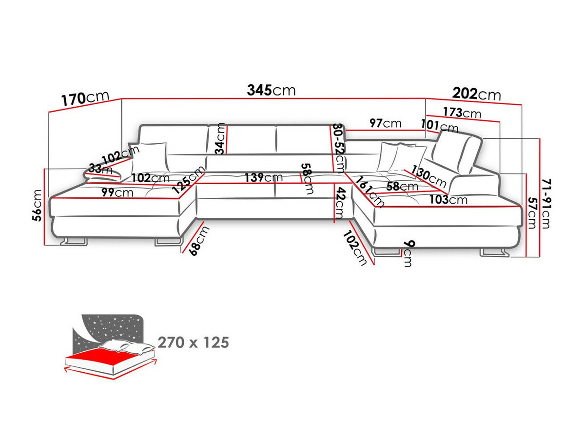 Sarokkanapé Comfivo Ruta VI (Venus Velvet 2927 + Miu 2041)