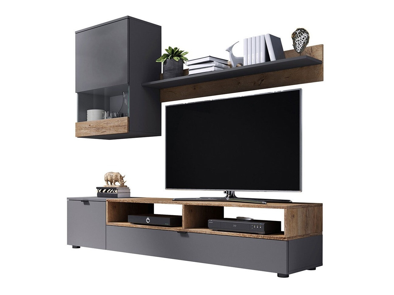 Nappali szett Charlotte 126 (Matt szürke + Lefkas tölgy)