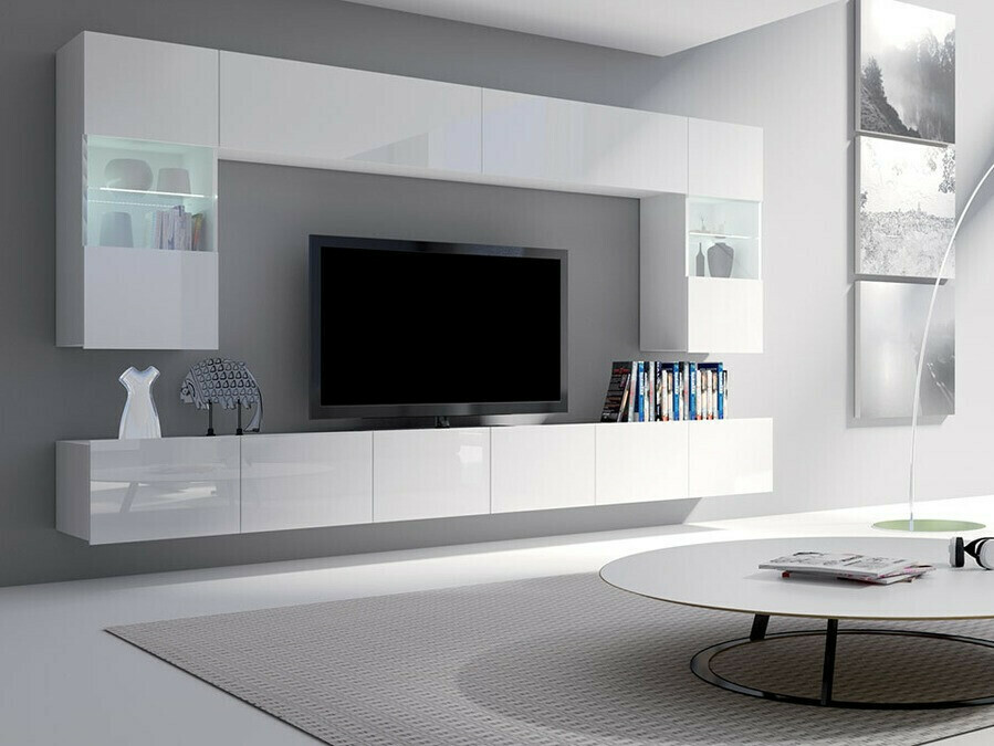 Nappali szett Tivdalu 105 (Fehér + Fényes fehér)