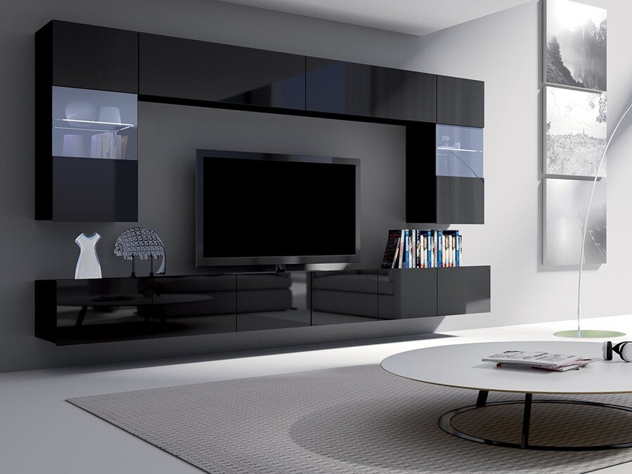 Nappali szett Tivdalu 105 (Fekete + Fényes fekete)