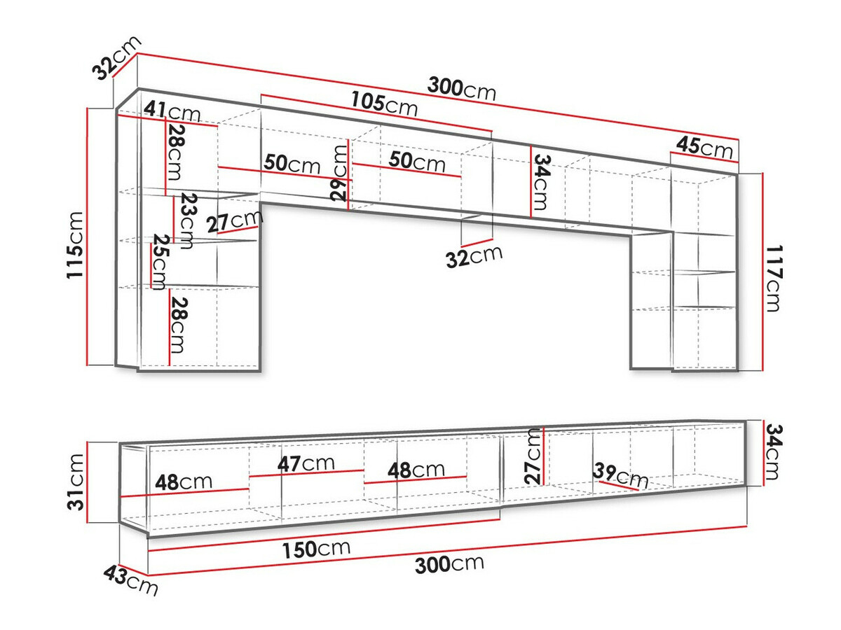 Nappali szett Tivdalu 105 (Fényes fehér + Fényes fekete)