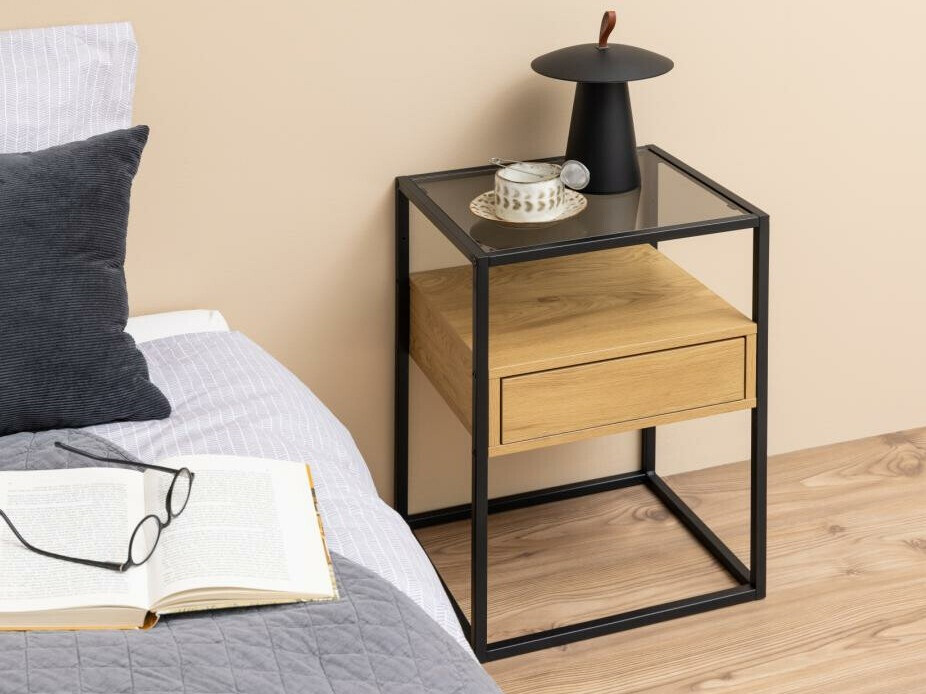 Éjjeliszekrény Norsica 695 (Fekete + Vad tölgy)