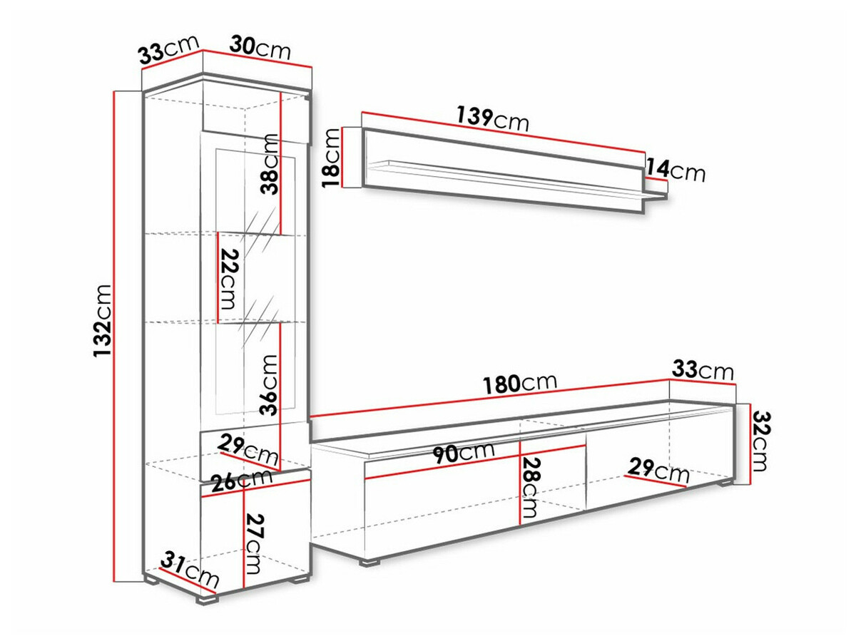 Nappali szett Sarasota 125 (Fehér + Fényes fehér)