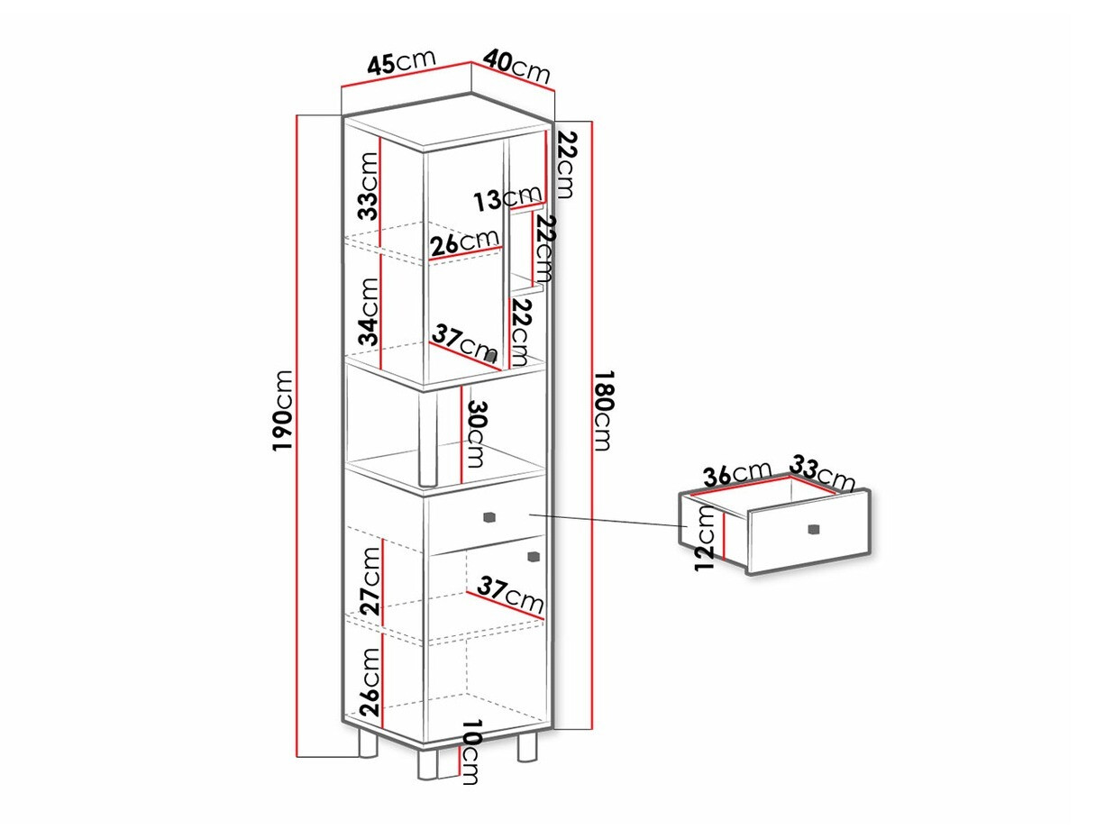 Könyvespolc Omaha P105