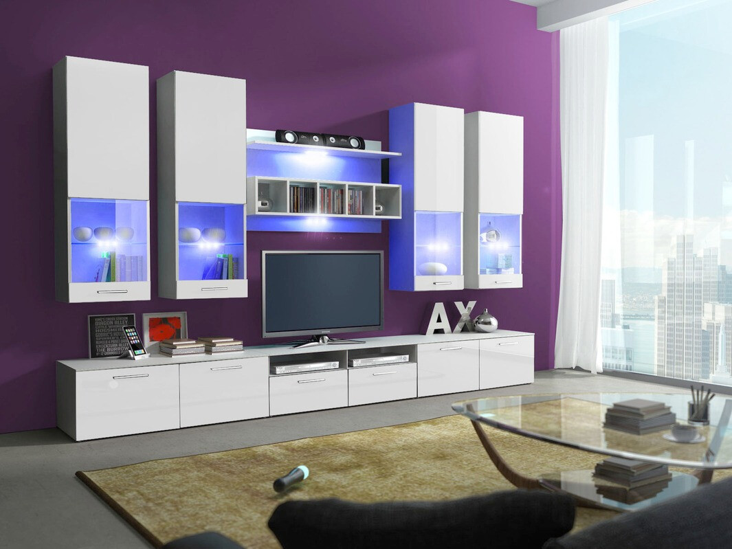 Nappali szett Caelum (Fehér + Fényes fehér)