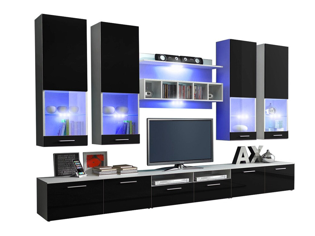 Nappali szett Caelum (Fehér + Fényes fekete)