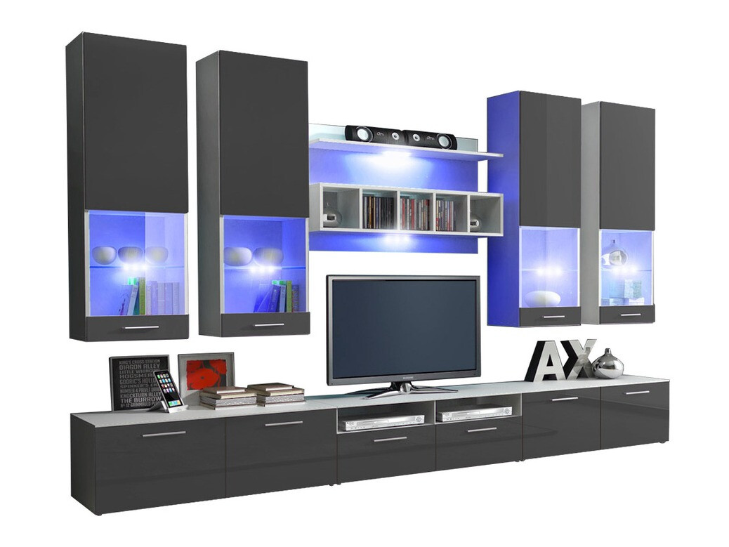 Nappali szett Caelum (Fehér + Fényes szürke)