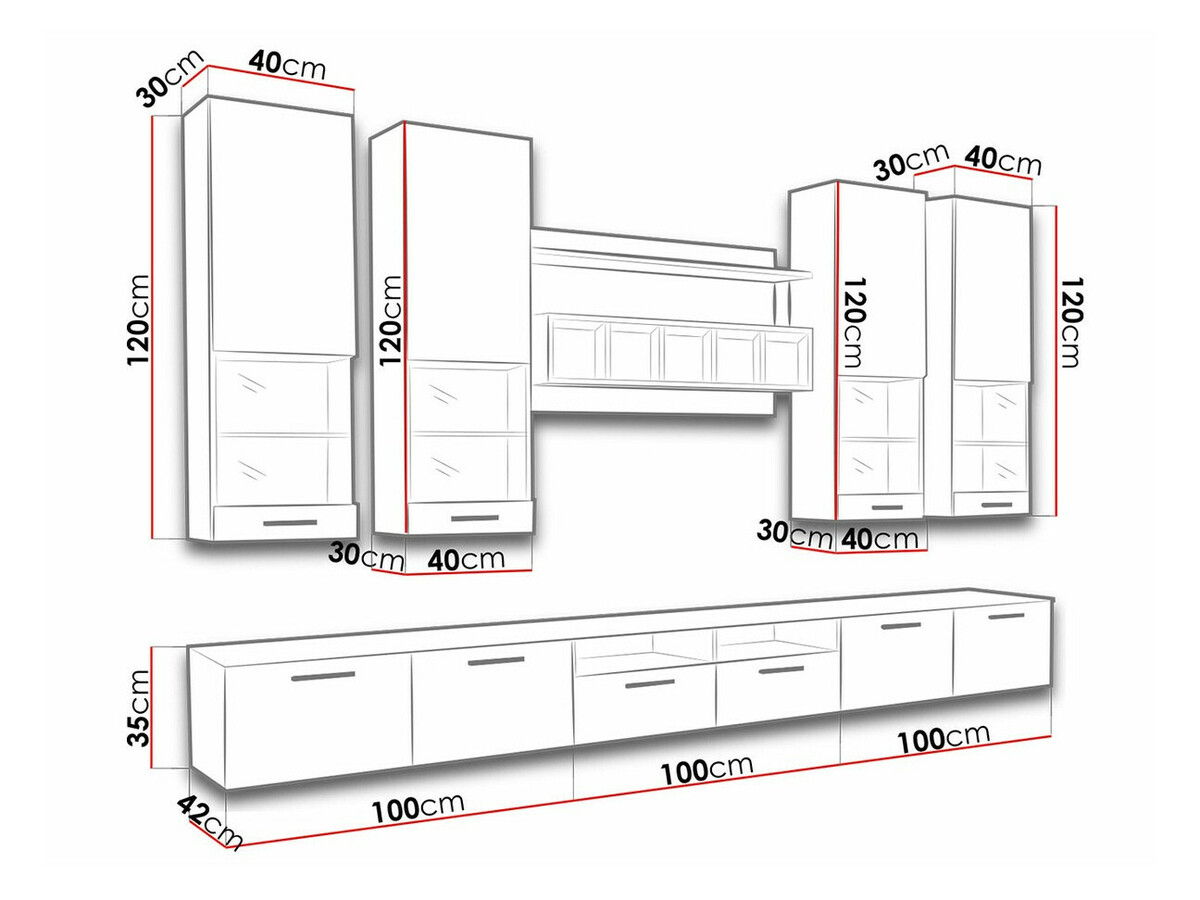 Nappali szett Nashville 107 (Fehér + Fényes fehér)