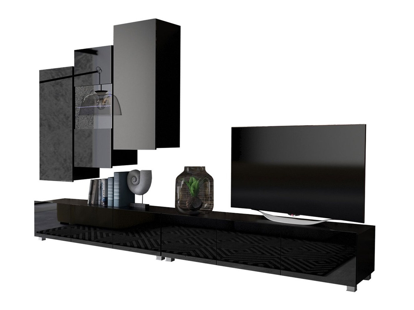 Nappali szett Remus XVII (Fekete + Fényes fekete)