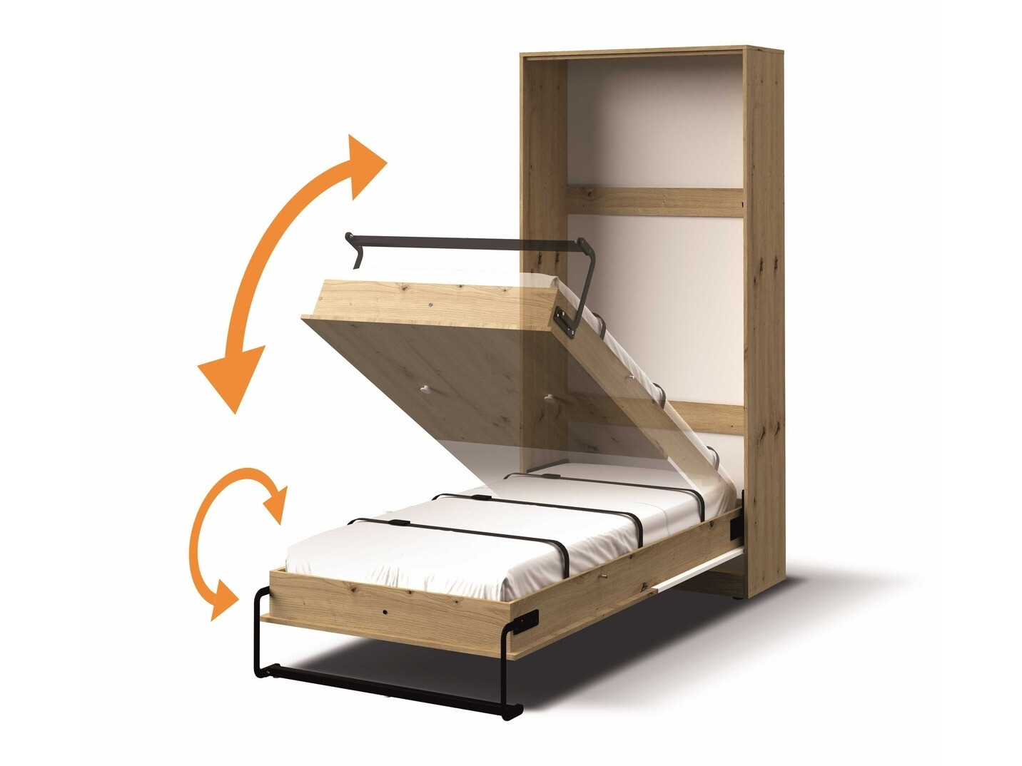 Szekrényágy Mirelbu 113 (Artisan tölgy + Fényes fehér)