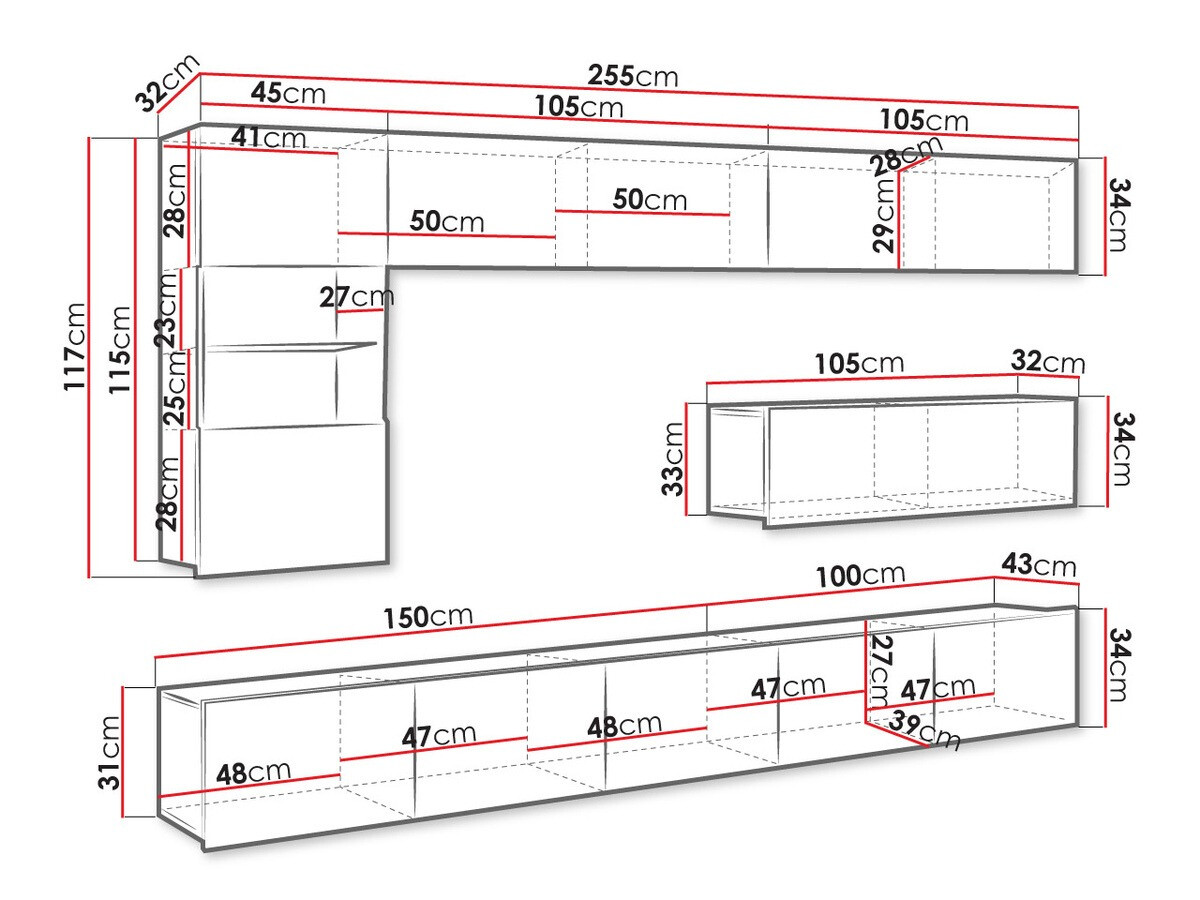 Nappali szett Tivdalu 108 (Fekete + Fényes fekete)