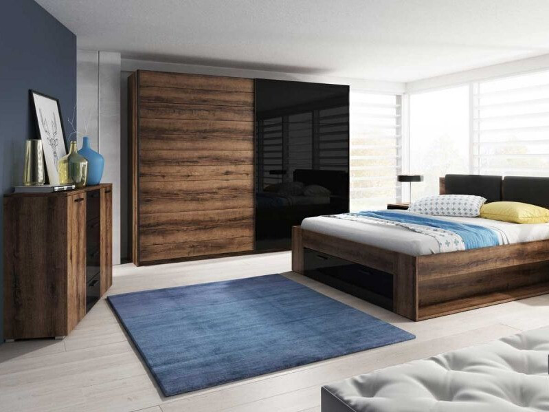 Gardróbszekrény Levruvu 105 (Monastery tölgy + Fekete)