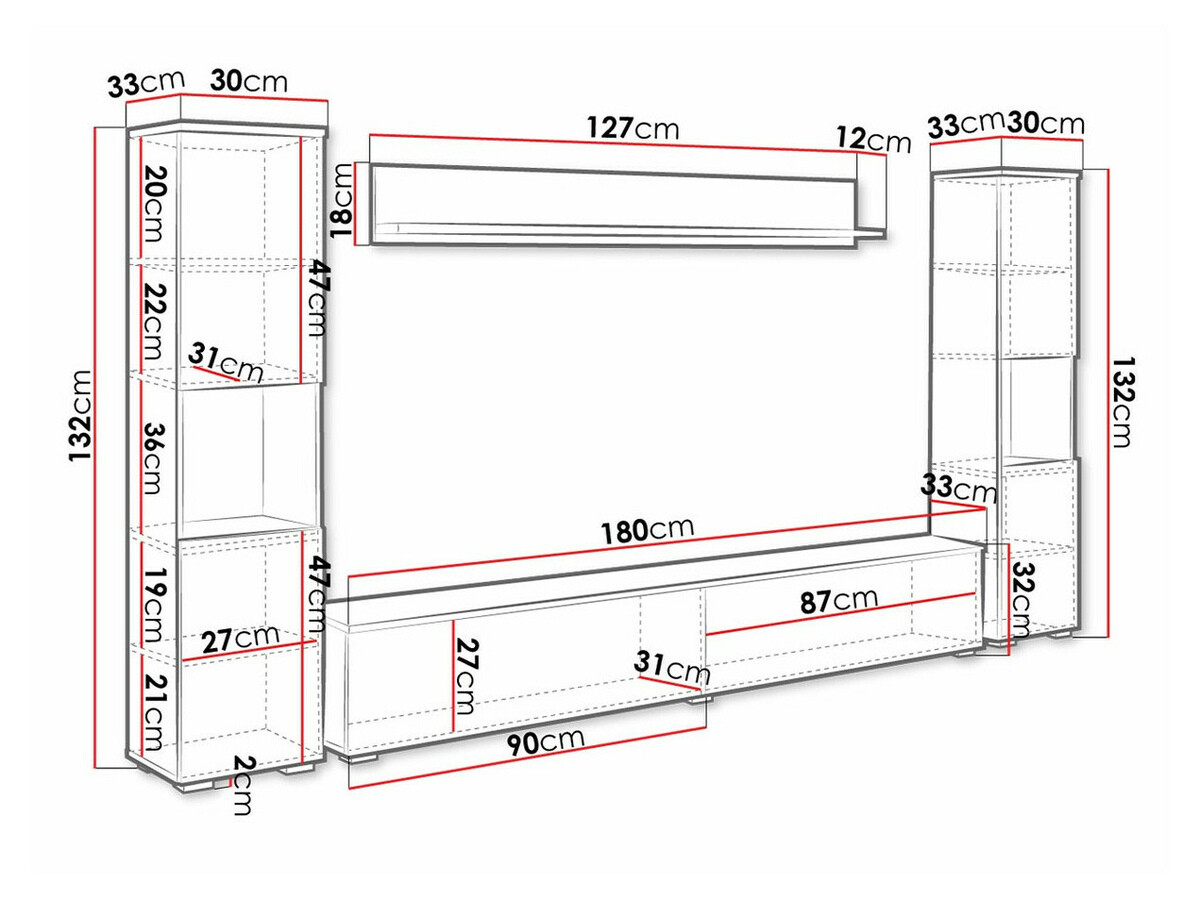Nappali szett Sarasota 131 (Wotan tölgy + Fényes fehér)