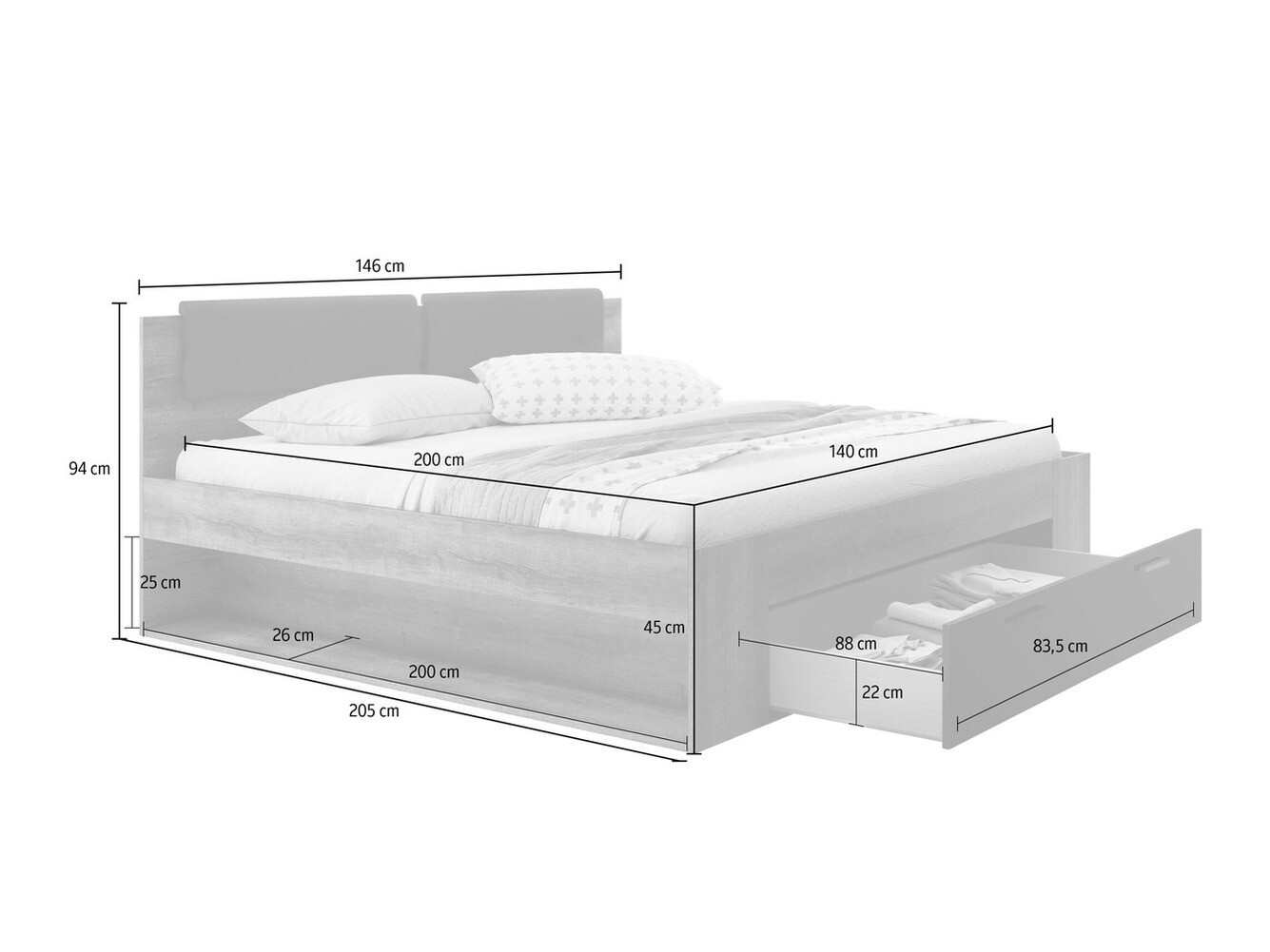 Ágy Levruvu 111 (Fehérített hamu + Bézs)